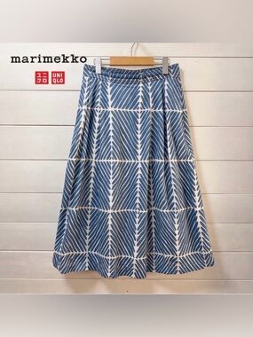UNIQLO x MARIMEKKO Blue Graphic A-Line Skirt XS